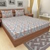 Looms of India Stylish and Comfortable, 100% Pima Cotton Fitted Bedsheet Set - Queen Size, Blue, 210 TC, Printed Design