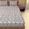Looms of India Stylish and Comfortable, 100% Pima Cotton Fitted Bedsheet Set - Queen Size, Blue, 210 TC, Printed Design - Image 2